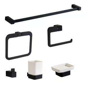 2021 New Bathroom accessories 6Pcs Set Black Stainless steel Hardware set
